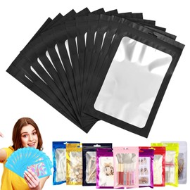 50 Stück Zip-Beutel Medium Mylar Bags Schwarz Holografische Beutel 14x20cm,Wiederverschließbare Mylar Beutel,Geruchsdichte Baggys Ziplock-Beutel Polybeutel für Schmuck,Lebensmittel,Kleine Unternehmen