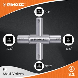 4 Way Sillcock Water Key, 1/4", 9/32", 5/16", 11/32", 2-Pack Steel Multi-Function Utility Key for Sillcocks Faucets Valves Spigots, Silver