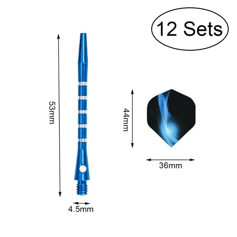 YONGRONGHE 12 Sets Aluminum Dart Shafts Dart Wings Metal Medium