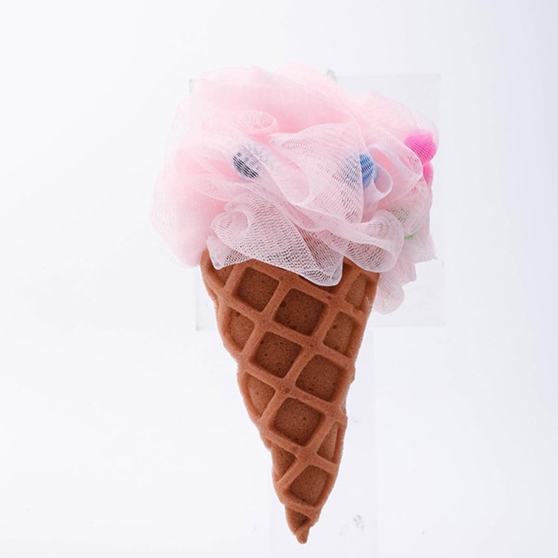 Esponja de Baño Rosa en Forma de Cono de Helado,