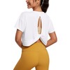 CRZ YOGA Open Back Short Sleeve Crop Top for Women