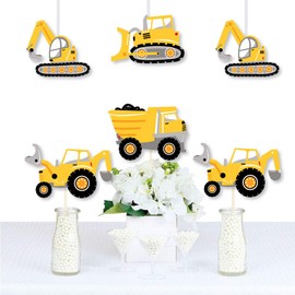 Big Dot of Happiness Dig It - Construction Party Zone - Dump Truck Bulldozer Backhoe Excavator Decorations DIY Baby Shower or Birthday Party Essentials - Set of 20