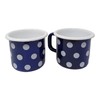 Madacha 2 x Metal Enamel Mugs 250ml Blue with White