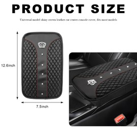 ZNDAW Bling Leather Car Center Console Cover, Anti-Scratch Waterproof Crystal Rhinestones Armrest Seat Pad, Comfortable Diamond Armrest Box Cover Protector for Car SUV Truck (Black)