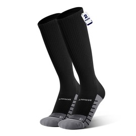 Coolmax 20-30 mmHg Compression Running Socks, Long Distance Anti Blister Cushion Moisture Wicking Tall Athletic Socks 2 Pairs