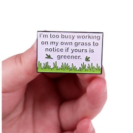 haohaoyu Sarcasm Words Brooch Green Grass Funny Ice Breaker Metal Badge Brooch Quotes Enamel Lapel Pin Badge for Backpacks Clothing Accessory DIY Crafts Women Men Friends Gift