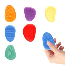 Tabanzhe 6Pack Fidget Sensory Stone-Textured Worry Stone Stress Calming Anxiety Relief Stone Social Emotional Feelings Stone for Special Needs Kids Adults