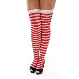 Bristol Novelty BA034 Striped Stockings, Womens, Red/White, One Size