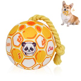 VerdeVilla Dog Toys for Small Dogs, Interactive Dog Toys Squeaky Dog Ball Toys Rope Plush Toys Soft Stuffed Dog Toys Dog Chew Toys Puppy Toys to Keep Them Busy for Small Medium Breed- 4 Inch (Yellow)