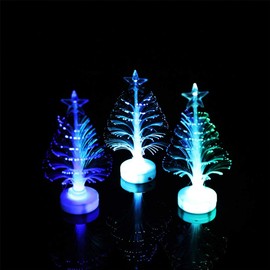 Toddmomy 8pcs Tabletop Mini LED Fiber Optic Christmas Tree With Star Topper Ornaments Christmas Table Decorations Centerpieces