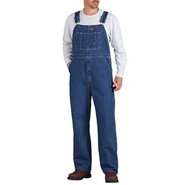 Dickies Men's Denim Bib Overall, Stone Washed Indigo Blue, 44 x 32