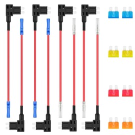 16Pcs Standard Blade Fuses and Fuse Taps Set, Circuit Fuse Taps Piggy Back Fuses, Standard Add-a-Circuit Fuse Tap Dual-Slot Fuse Holder, Circuit Adapter Fuse Kit for Truck Car Boat Other Electronic