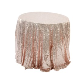 MAGICLULU Hotel Wedding Sequin Tablecloth Round Rose Gold Table Cover Wedding Decor Fitted Tablecloth
