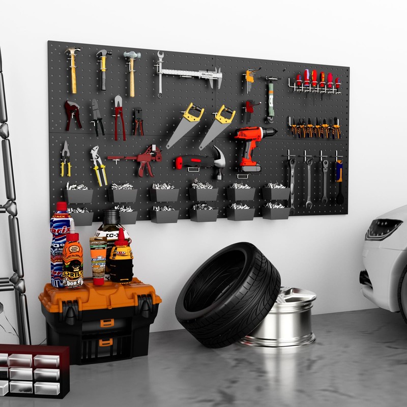Daanxw 158PCS Metal Pegboard Kit with Hooks for Wall Garage