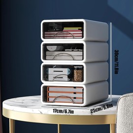 Expansemaster Desk Storage Box with 4 Drawers | Organize Desk Accessories Plastic Desktop Storage Box