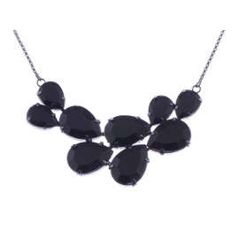 Alilang Crystal Teardrop Cluster Chunky Statement Bib Pendant Necklace, Black