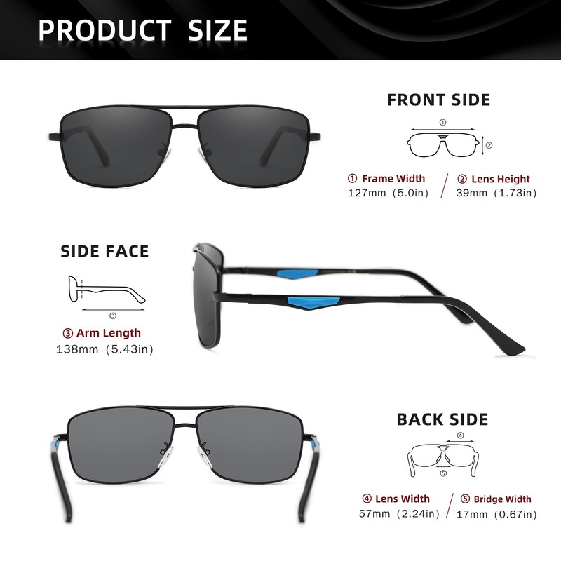 KINGSEVEN 2023 Brand Classic Square Polarized Sunglasses Men Driving Male