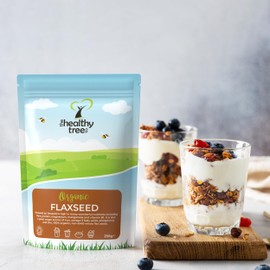 Organic Raw Flax Seeds (Linseed) by TheHealthyTree Company - Brown, Whole, High in Omega 3, Fibre, Magnesium and Vitamin B1 - Gluten Free Vegan Flaxseeds (250g)