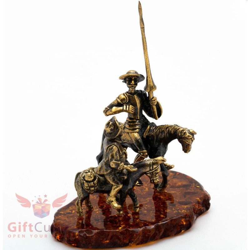 Amber Brass Amber figurine Don Quixote Spanish Knight & Sancho