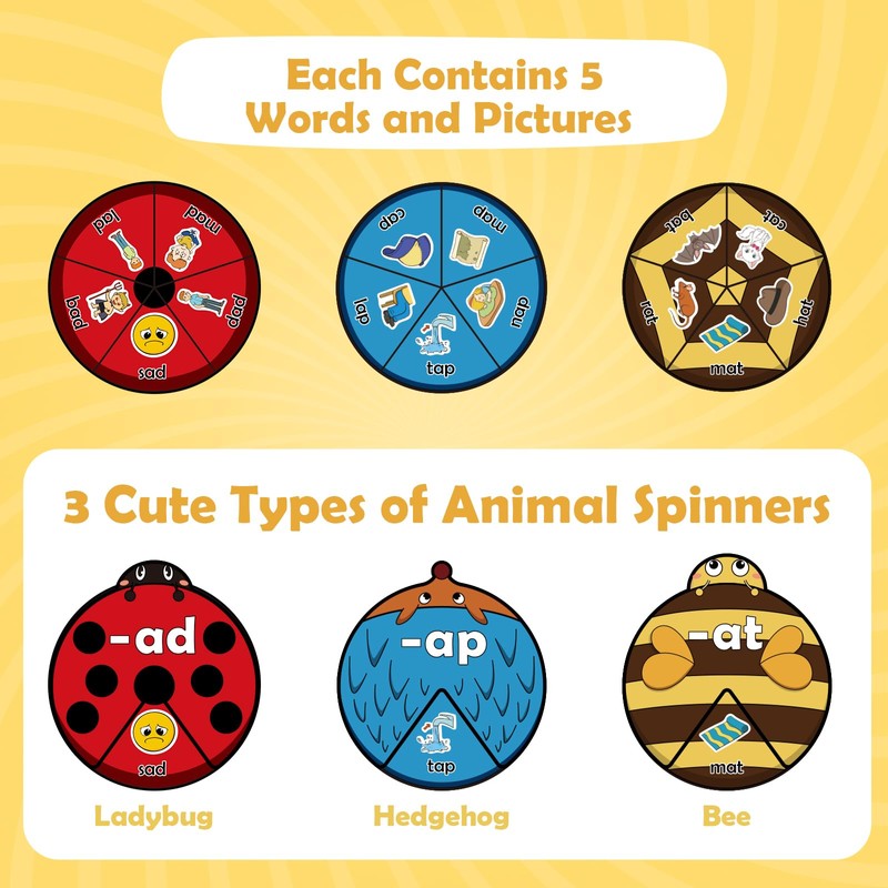 Kasfalci CVC Word Cards,CVC Word Games,Phonics Games,Speech Therapy Toys for