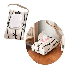 Sturdy Cotton Wet Wipe Storage Pack Quilted Bowknot Stripe Designs Soft Travel Tissue Holder For On The Way Moms