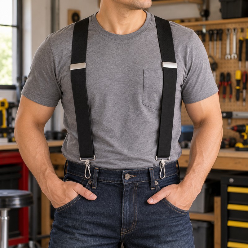 Heavy Duty X-Back Suspenders for Men – Adjustable Elastic Straps