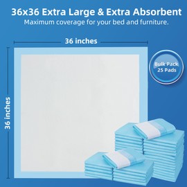 SOFYFINE Extra Large Chucks 36"x36" Disposable XXL Heavy Duty Absorbent Elderly Adults Incontinence Bed Pads,Waterproof Thicken Puppy Pee Pad,Changing Underpads for Women and Baby[25 Pads]
