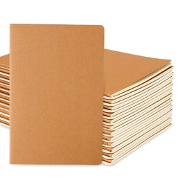 Labkiss 24 Pack Blank Notebook & Journal Bulk, Kraft Cover, Unlined Plain Thick Paper, A5 Size, 5.5x8.3 inch, 60 Page, Small Sketchbook Subject Note Pad Set for Women Men Kids Traveler Student Office