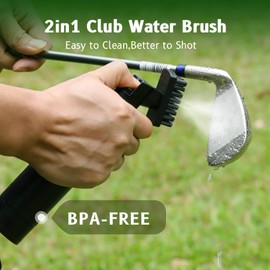 Pro Golf Club Brush, [Clean Essentials] 2-in-1 Spray Golf Club Wet Cleaner Squeeze Water Bottle w/Retainer Clip, Wet Clean Brush Golf Club Cleaning Kit Essentials for Men, Women, Best Gift
