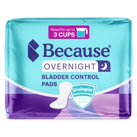 Because Incontinence Pads for Women - Extra Heavy Absorbency, Overnight Postpartum Incontinence Liners, 12hr Nighttime Leak-Free Protection, 20 Count (Pack of 1) New Version