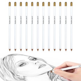 12 Pcs Highlight Eraser Pencil for Artists, Wooden Sketch Erasers Rubber Pencils for Sketching Charcoal Pencil Drawing Precision Erasers for Detailing Revise & Erasing Fine Marks for Art School Office