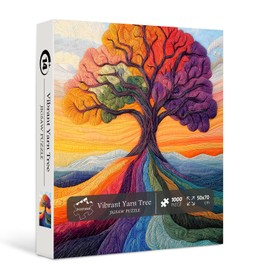 Gradient Tree of Life Jigsaw Puzzles 1000 Pieces，PICKFORU Colorful Yarn Puzzle Rainbow Embroidery, Impossible Nature Plant Art Theme, Challenging for Adults