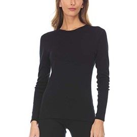 Wool Basics Women's Midweight 100% Merino Wool Crew Black - Anti Odor No Itch Renewable Fabric