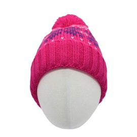 WITHMOONS Knit Fairs Isle Nordic Bobble Pom Beanie Hat JZP0026 (Pink)