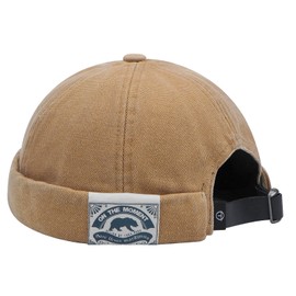 Clakllie Rolled Cuff Docker Cap Brimless Skull Caps Sailor Fisherman Leon Hat Winter Beanies Worker Hats,Khaki