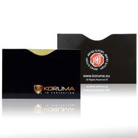 RFID Blocking Credit Debit Card Sleeve - Tested RFID Protection - Fits Regular Wallet or Purse - Koruma (2 x Horizontal Black/Gold)