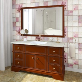 Dundee Deco PG7046-5 Pink Faux Lilacs in Squares PVC 3D Wall Panel, 3.2 ft X 1.6 ft (96 cm X 48cm), Interior Design Wall Paneling Decor, 5.12 sq. ft. (0.47sq. m) Each, Pack of 5