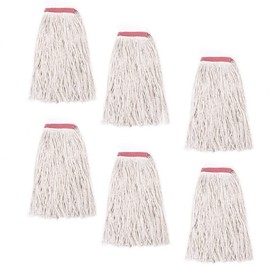 Matthew Cleaning 20oz 6Pack Cotton Floor Mop,Cotton Looped-Open String Heavy Duty String Mop Refills, Universal Headband Blend Mop,Mop Head Replacement for Home, Industrial and Commercial Use(White)