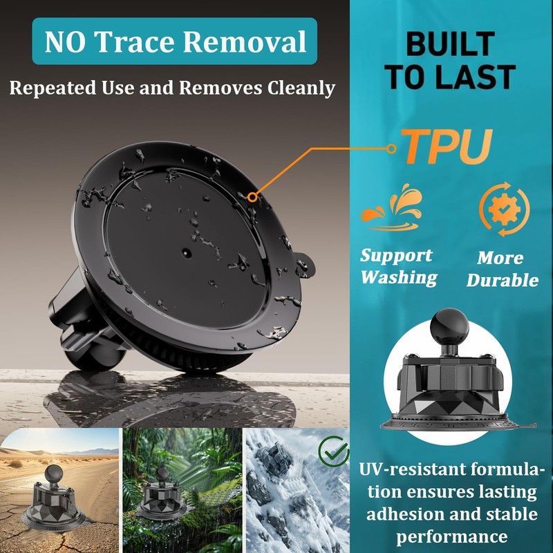 LOKTENWO Twist-Lock Suction Cup Mount with 1” Ball