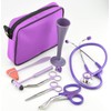 10 Pcs EMT Paramedic Doctor Nurse Diagnostic Stethoscope Scissors Set in Case Complete in 6 Colours (Purple)