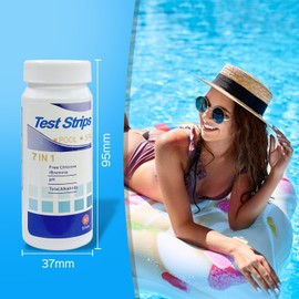 7-in-1 Water Test Strips for Spa, Test Strips, Water Test Kit, Chemical Tester for Free Chlorine, Total Chlorine, Bromine, Alkalinity, Nitrite, Hardness and pH Value (50 Sticks)