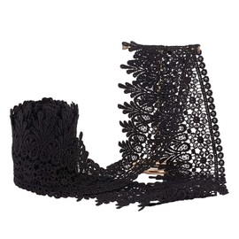 PandaHall 8.5 cm Wide Black Lace Ribbon Non-Elastic Embroidery Lace Trim, Curtain Tablecloth Protective Cover Bridal DIY Clothing/Accessories