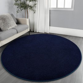 Gifeas Ultra Soft Round Area Rugs for Living Room Bedroom, 7x7 Feet Navy Blue Thickened Memory Foam Modern Indoor Circle Carpets, Non-Slip Comfy Circular Rug for Boys Girls Nursery Room Home Decor