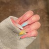 24Pcs Rainbow Gradient Press on Nails Long Length Almond Shaped
