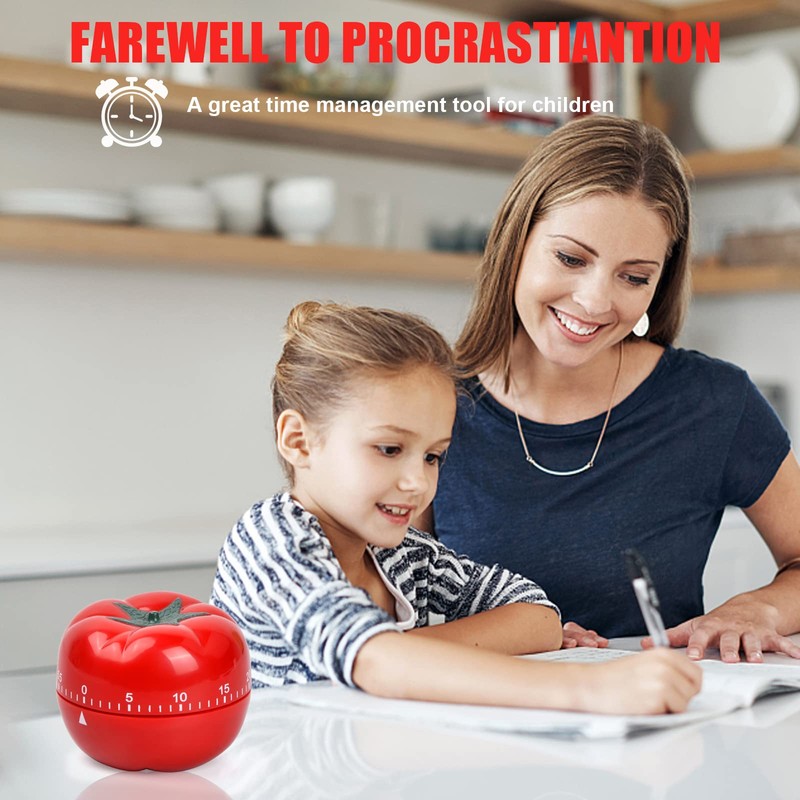 Tomato Kitchen Timer, Pomodoro Timer, Kitchen Clock Timer 60 Minute