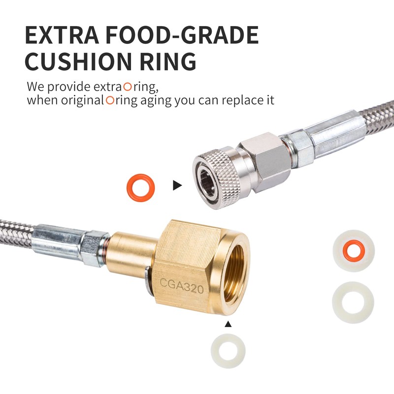 GURUDAR CO2 Tank CO2 Cylinder Direct Adapter with 60in Stainless