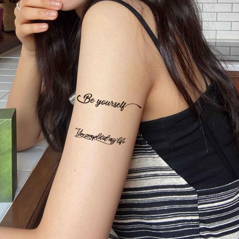 9 Sheets Realistic English Word Temporary Tattoos Stickers,70 Pcs Inspirational