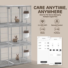iPettie Smart WiFi Hanging Cage Feeder for Rabbits, Cats, Dogs & Hamsters - Perfect for Pet Stores, Remote & Portion Control, Timed Feeding, 62oz Capacity, Compatible with 5-30mm Dry Food