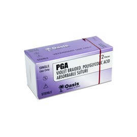 Oasis PGA (Polyglycolic Acid) Surgical Suture, 3-0, (CT-2) 1/2 30mm Round Bodied Needle, 75cm, 12/Box, Veterinary Use