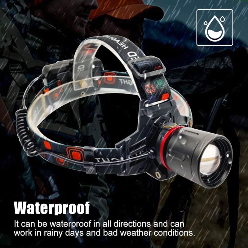 LUXNOVAQ Rechargeable Green Light Headlamp, Ultra-Bright LED Hunting Headlamp, Zoomable
